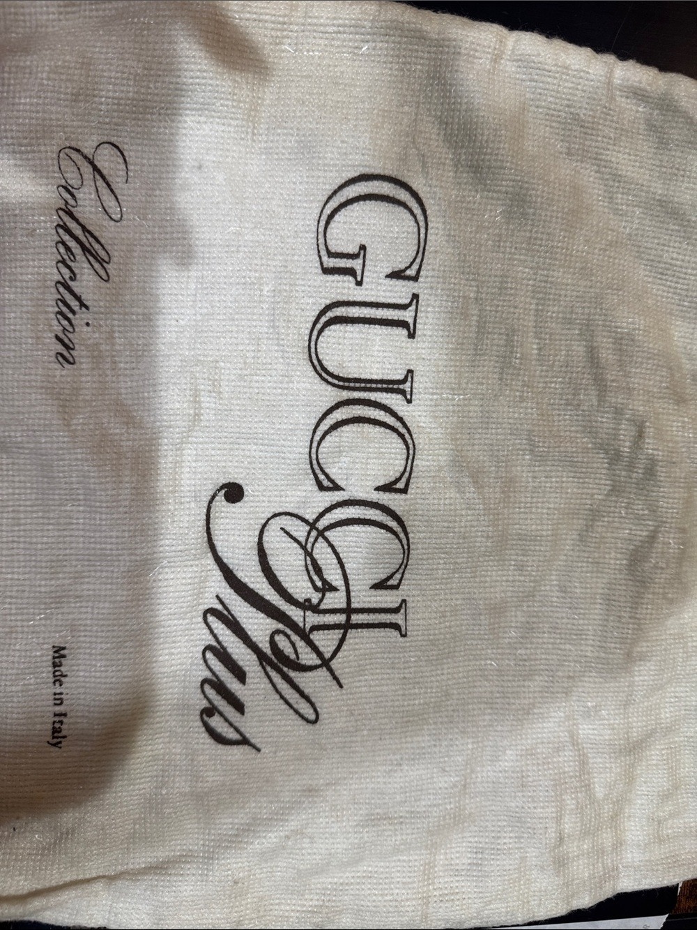 Gucci Plus White Cotton Dust Bag with Brown Logo